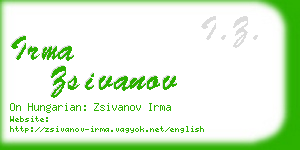 irma zsivanov business card